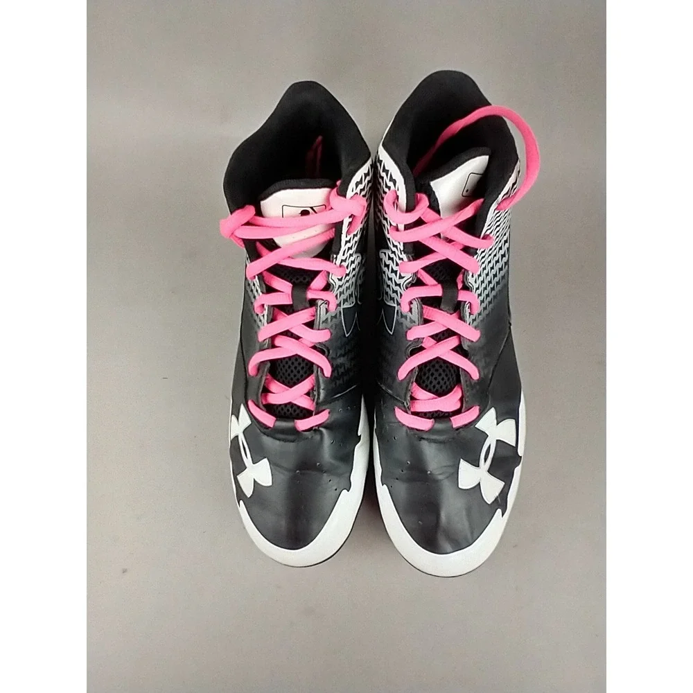 Under‎ Armour Heater Spine Baseball Cleats Mens 9 Black White Pink 1274396-011